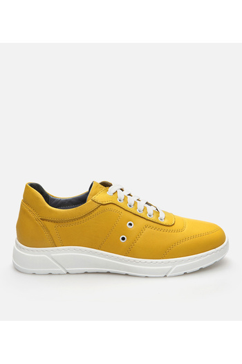 Hotiç Men's Leather Yellow Sports Shoes