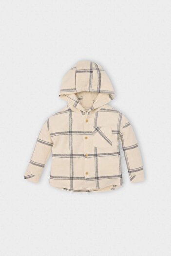 DeFacto Flannel Fabric Long Sleeve Shirt with Hood for Baby Boy D5247A524Wn