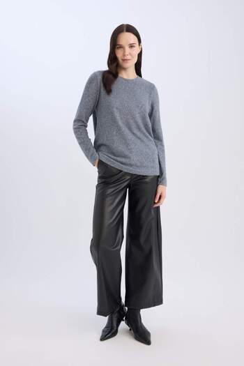 DeFacto Regular Fit Crew Neck Casual Basic Plain Long Sleeve T-Shirt D7482Ax24Au