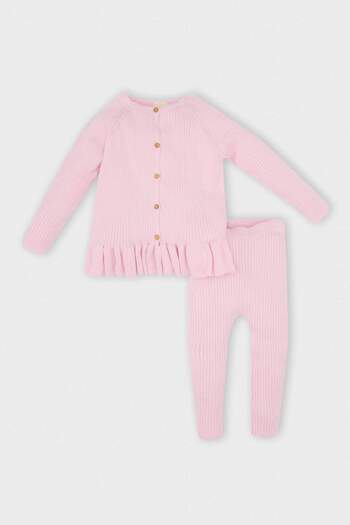 DeFacto Baby Girl 2-Piece Set Long Sleeve Buttoned Sweater Elastic Waist Knitwear Bottom C9762A524Wn