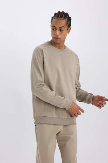 DeFacto DeFactoFit Standart Fit Bisiklet Yaka Baskılı Pike Sporcu Sweatshirt C9185AX24AU