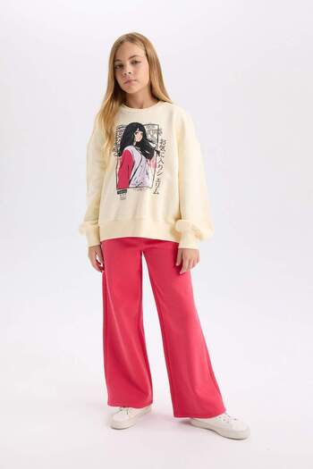 DeFacto 2-teiliges Set für Mädchen, bedrucktes Sweatshirt, elastische Taille, Jogger-Jogginghose, D2220A824WN