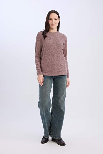 DeFacto Regular Fit Crew Neck Casual Basic Plain Long Sleeve T-Shirt D7482Ax24Au