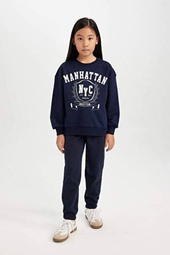 DeFacto Girl's Woven Label Jogger Sweatpants with Elastic Waistband D2294A824Wn