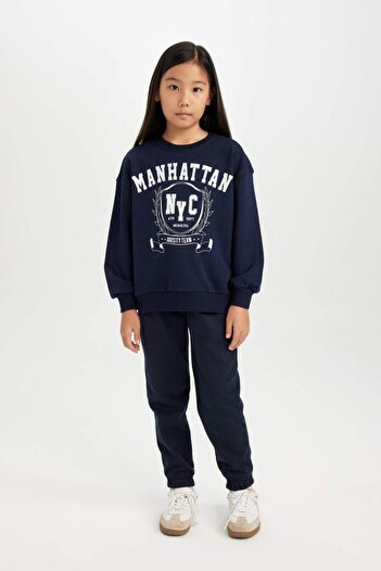 DeFacto Girl's Woven Label Jogger Sweatpants with Elastic Waistband D2294A824Wn