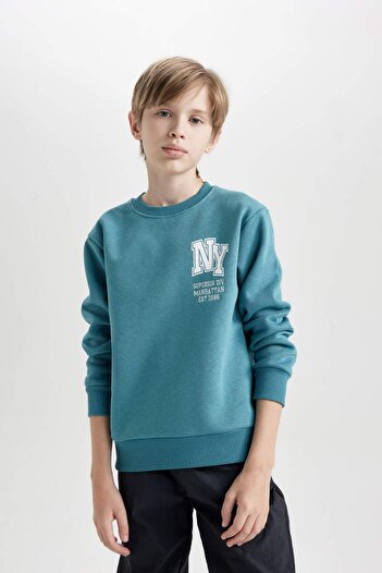 DeFacto Erkek Çocuk Baskılı Bisiklet Yaka Sweatshirt D3026A824WN