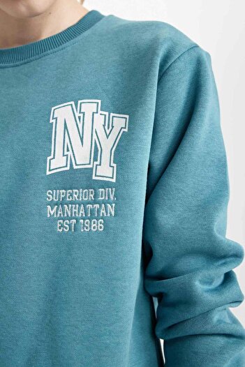 DeFacto Erkek Çocuk Baskılı Bisiklet Yaka Sweatshirt D3026A824WN