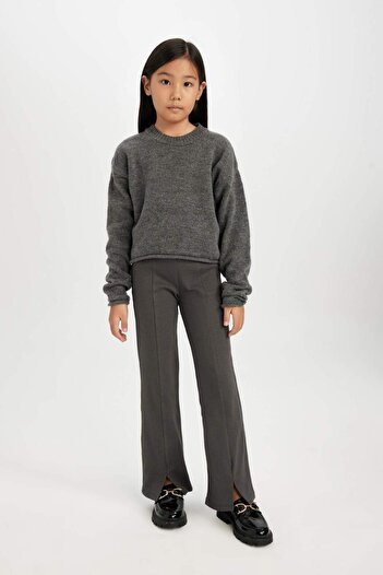 DeFacto Girls' Spanish Leggings with Slit Standard Length Ribbed Camisole Leggings D0747A824Au