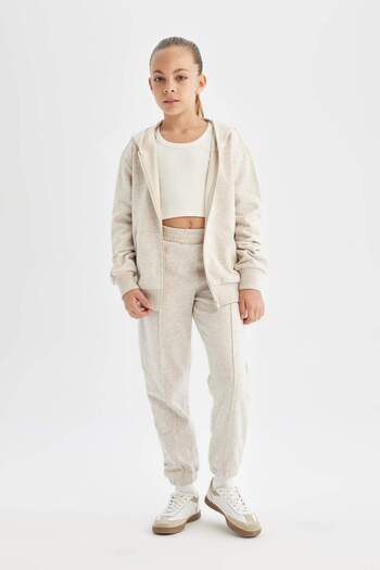 DeFacto Girl's School Jogger Sweatpants - Elastic Waist and Pocket, Standard Fit 25K801T01657