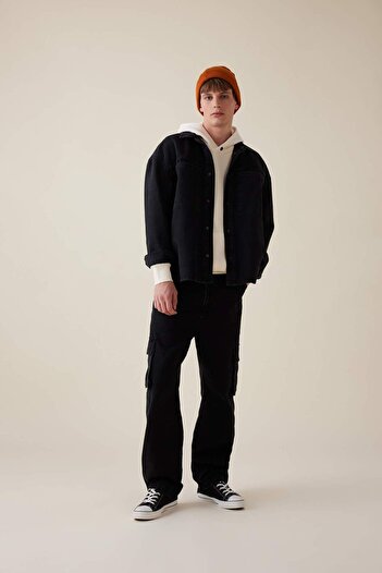 DeFacto Oversize Wide Fit Jean Long Sleeve Basic Straight Shirt D5111Ax24Au