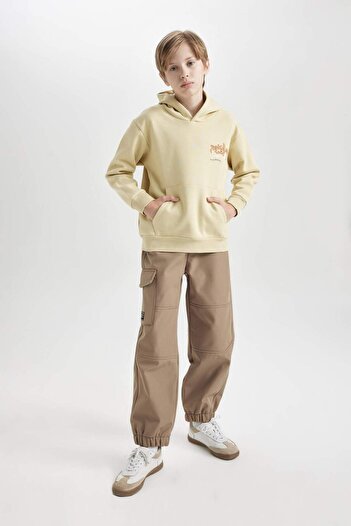 DeFacto Boys' Plush Fleece Lined Jogger Pants with Elastic Waist and Legs and Cargo Pockets D3460A824Wn