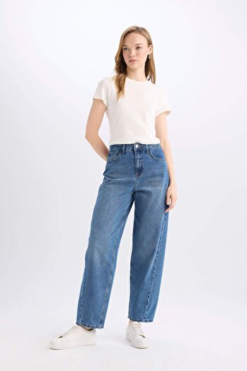 DeFacto Carrot Fit Yüksek Bel Bilek Boy Jean Yıkamalı Pantolon D8355AX24AU