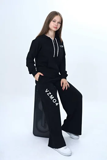 Joui Co Trend Girl's 100% Cotton Hooded Zippered Tracksuit Set-309