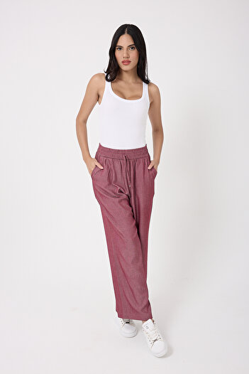 Miss couture Slim Denim Fabric Wide Leg Trousers 1041