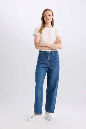 DeFacto Carrot Fit Yüksek Bel Bilek Boy Jean Yıkamalı Pantolon D4334AX24AU