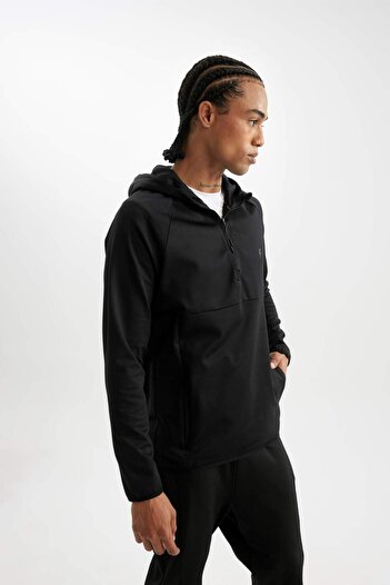 DeFacto DeFactoFit Standart Fit Kapüşonlu Fermuarlı Pike Sporcu Sweatshirt C9181AX24AU
