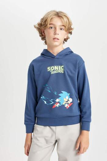 DeFacto Хлопчачий світшот з капюшоном і принтом на спині Sonic the Hedgehog C4520A824AU