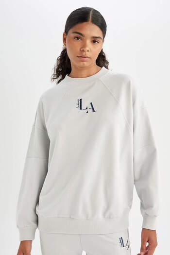 DeFacto Defactofit Nba Los Angeles Lakers Oversize Wide Fit Crew Neck Sweatshirt C8103Ax24Au