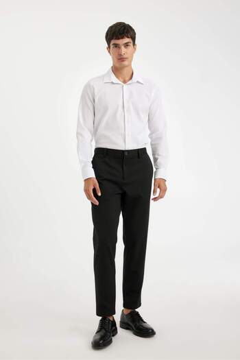 DeFacto Modern Cut Crinkle Fabric Seersucker Pattern Long Sleeve Shirt D5187Ax24Au