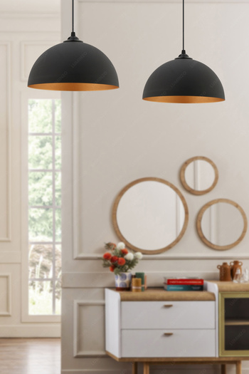 LUMINZO Tenza 26 cm Siyah Modern Avize Sarkıt Salon Mutfak Kuaför Cafe Lamba Dekoratif Aydınlatma