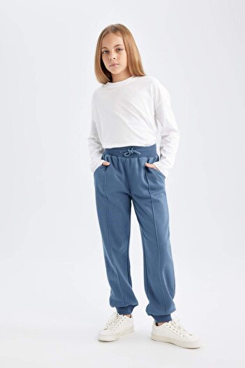 DeFacto Girl's Basic Plain Jogger Sweatpants with Elastic Waist and Pockets D0731A824Au