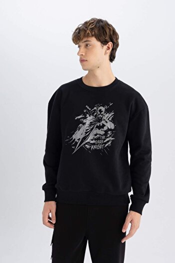 DeFacto Batman Boxy Fit Bisiklet Yaka Baskılı Kalın Sweatshirt C6531AX24AU