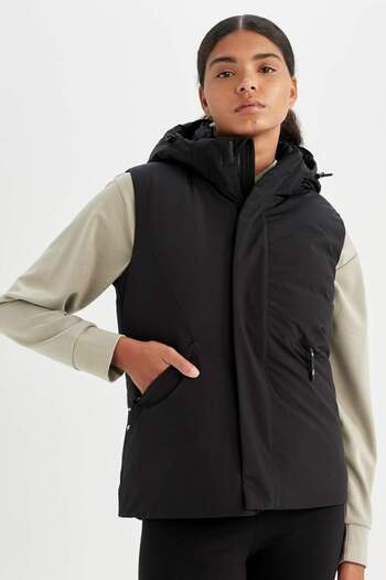 DeFacto Defactofit Water Repellent Inflatable Vest Windproof Regular Fit Hooded Zipper Pocket C4767Ax24Au