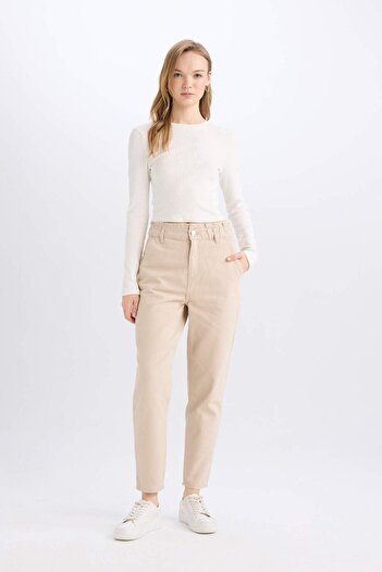DeFacto Παντελόνι Gabardine με ψηλή μέση τσέπη - Basic Straight Cut S2790az24wn