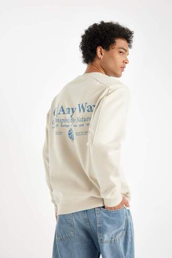 DeFacto Φούτερ με στάμπα Crew Neck Boxy Fit Back - C7046AX24AU