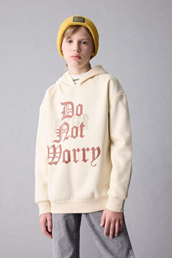 DeFacto Erkek Çocuk Oversize Geniş Kalıp Kapüşonlu Baskılı Sweatshirt D1908A824WN