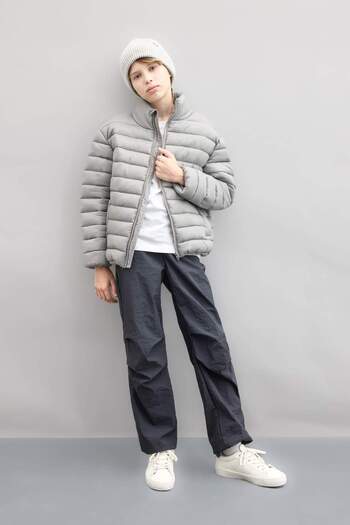 DeFacto Boy's Water Repellent Windproof Half Turtleneck Puffer Jacket C5465A824Au