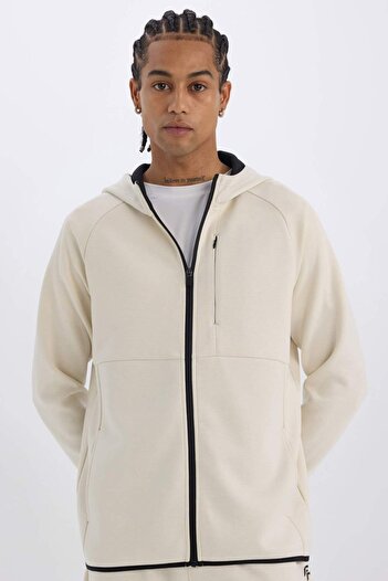 DeFacto Fit Slim Fit Slim Fit Hooded Skuba Diver Fabric Zip-Up Sweatshirt A6956Ax24Au