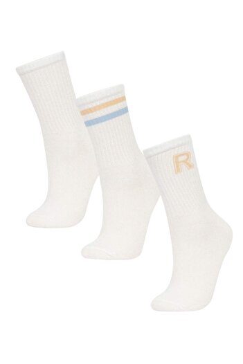 DeFacto Girl's Comfortable Elastic 3-Piece Cotton Long Socks C8057A8Ns