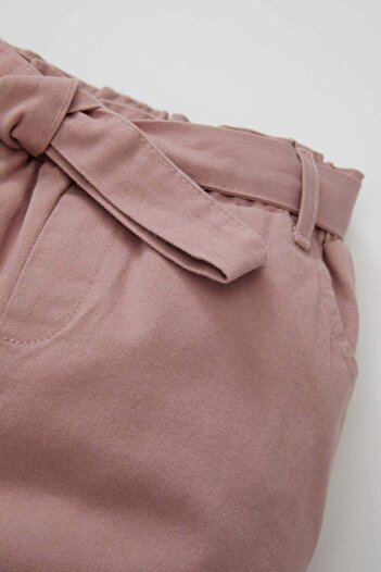 DeFacto Baby Girl Stretchy Banded Leg Elastic Waist Belted Pocket Gabardine Trousers D2994A524Au