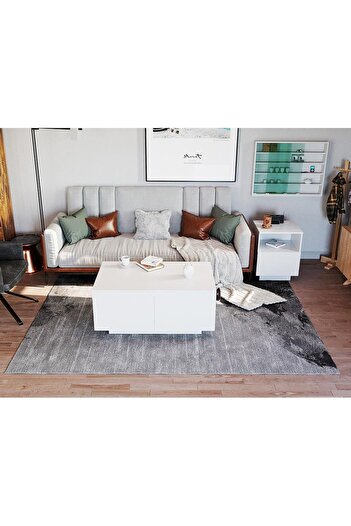Danube Home Oklahoma White Coffee Table - Handcrafted Engineered Wood, Modern Design for Living Room