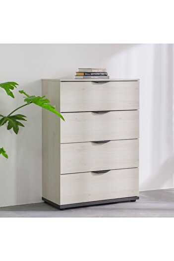 Danube Home Pletora 4-Drawer Chest of Drawers - Grey Oak, Engineered Wood, Stylish Bedroom Storage, 79x39x111cm