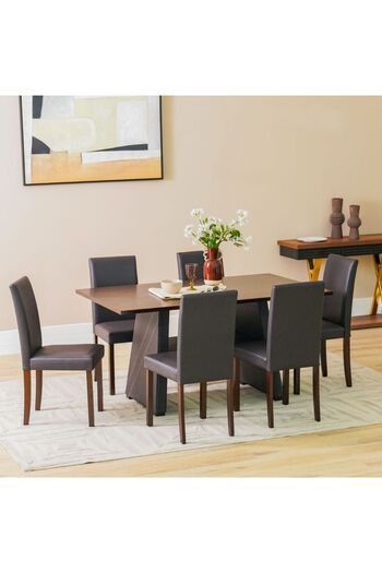 Danube Home Parson Wooden 1+6 Dining Set - Cappuccino L150xW90xH75.5cm