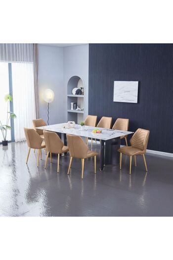 Danube Home Niva 1+8 Dining Set Sintered Stone - White/Grey/Black