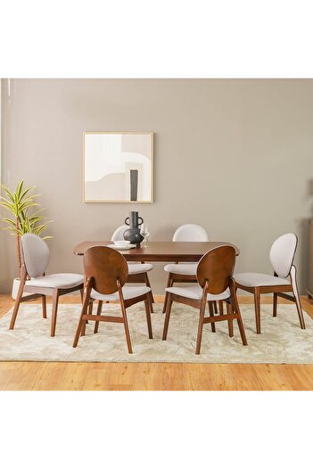 Danube Home Asuma 1+6 Seater Dining Set - Walnut/Grey
