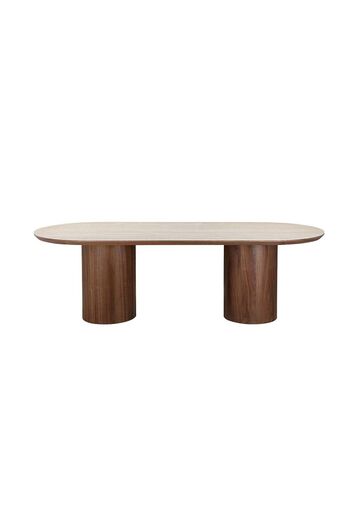 Danube Home Austria 1 + 8 Seater Dining Set - Natural Walnut/Beige