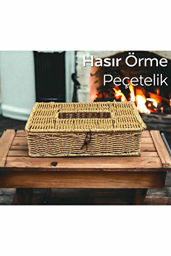 ARVALE Doğal Hasır Örme Peçetelik | Kapaklı Otantik Peçetelik