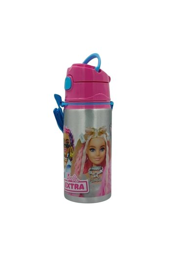 DODOMAR Barbie Metal Water Bottle / Water Bottle 500ml – Pink with Straw