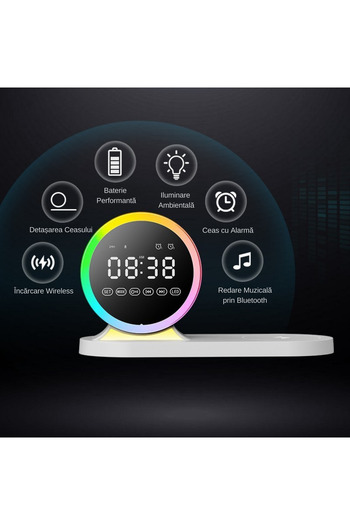 OEM Multifunctional Digital Smart Watch 4 In 1, Wireless Phone Charging, Integrated Speaker, Bluetooth, RGB