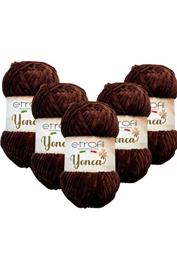 Etrofil Yonca Velvet Πλεκτό Σχοινί Χεριού 5 Τεμάχια 70704 Καφέ
