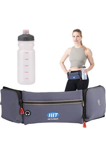 METATRON mT Sports bag set with 500 ml water bottle, waterproof, with 3 pockets and headphone hole