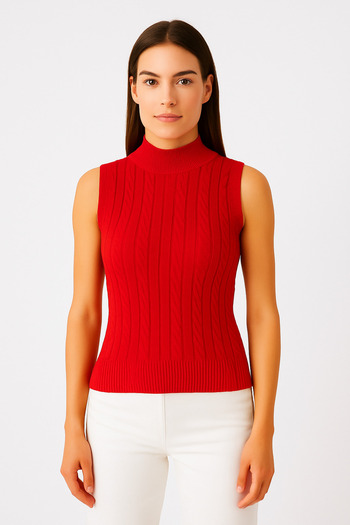 ModaPlaza Women's Sleeveless Knitwear Blouse 15396