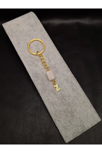 Han Ticarethane Gold Color Stone Z Letter Crystal Quartz Keychain Charm