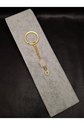 Han Ticarethane Gold Color Stone O Letter Crystal Quartz Keychain Charm