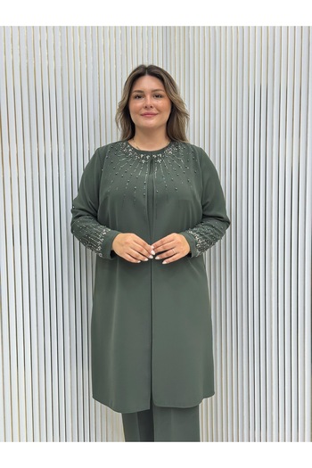 GK Stone Embroidered Large Size Tunic Suit