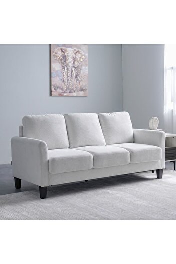 Danube Home Gamorah 3 Seater Fabric Sofa - Cream L188.5xW85xH94cm